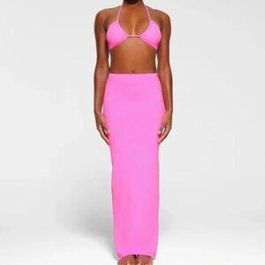 SKIMS Recycled Swim Cut Out Long Maxi Tube Skirt Sz L